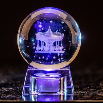 【台灣出貨】太陽系銀河系水晶球擺件紫色發光小夜燈帶底座送男友同學創意禮物 生日禮物 畢業禮物
