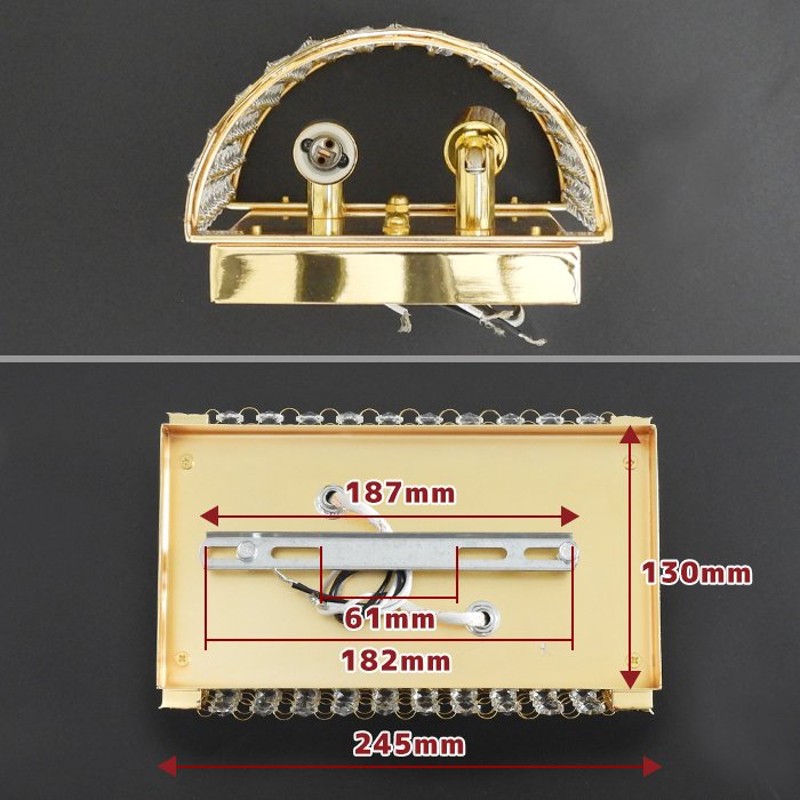 壁掛け シャンデリア 柱灯 半円柱 壁掛 B01 2個セット 12V / 24V フル ゴールド メッキ クリスタル ガラス ビーズ 新品 インテリア  デコトラ | LINEショッピング