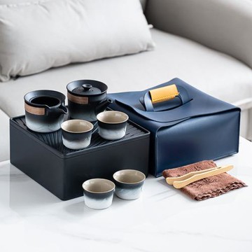 漸變旅行茶具一壺四杯戶外車載便攜式茶具公司年會商務logo伴手禮