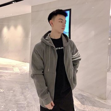 倉石一樹潮牌連帽開衫外套男2023春秋新款寬松四道杠休閑衛衣