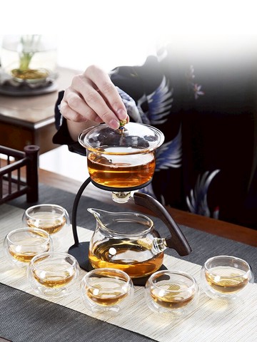 晟窯玻璃自動懶人功夫茶具茶杯套裝簡約創意日式家用喝茶泡茶器