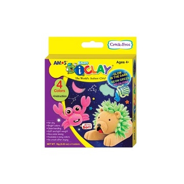 AMOS 阿摩司 iCLAY 輕黏土 4色罐裝 超柔軟 風乾 顏色鮮豔  夜光色  18g  1組