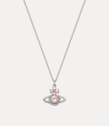 Vivienne Westwood Valentina Orb Pendant Necklace Silver / Pink Cubic Zirconia Women