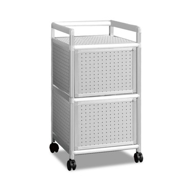 ASSARI-(花格)輕量鋁合金1.3尺雙門置物櫃(寬40*深41*高84cm)