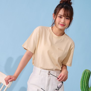 【OUTDOOR】棉質圓領素色T恤-杏色 ODC112401BE (ODCLO)