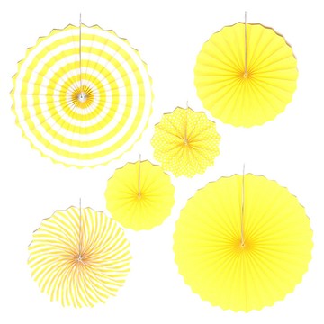 PartyBok.com 紙扇6件組派對套組  40cm + 30cm + 20cm  金色