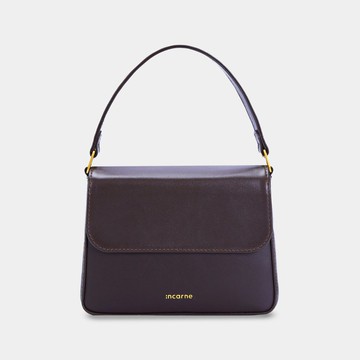 經典巧克力色皮革肩背包——可轉換手提包與手拿包