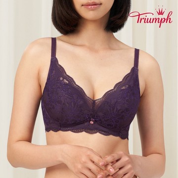 黛安芬-FLORALE 珍愛夾竹桃系列 無鋼圈內衣 B-D 黑豔紫｜11-1882 FH