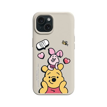iPhone 15 SolidX 貝殼灰 - 迪士尼-小熊維尼 Disney Winnie The Pooh - 維尼、小豬和蜜蜂