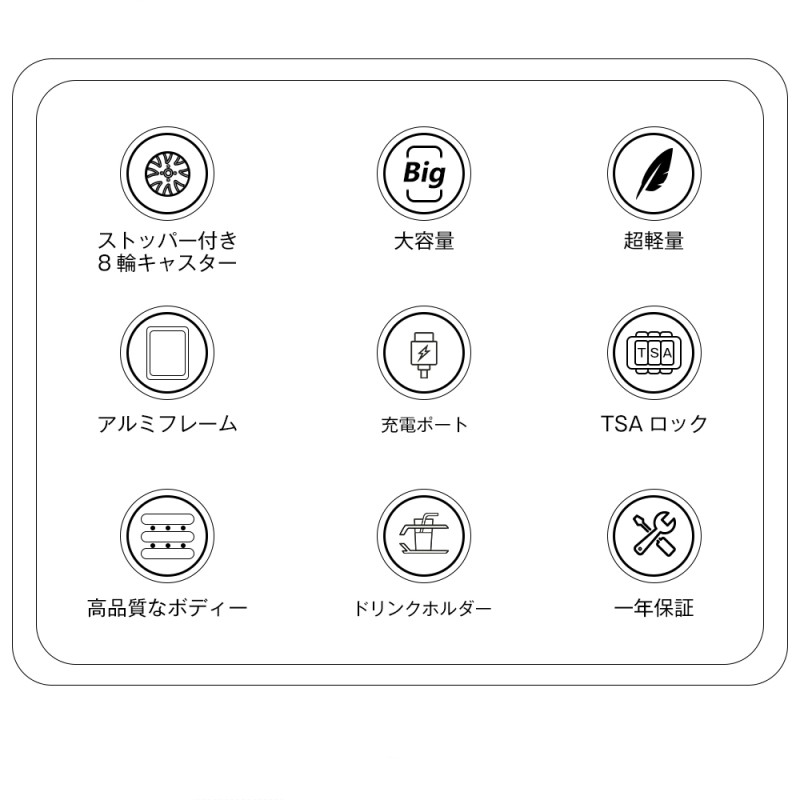 スーツケース Sサイズ 機内持ち込み Mサイズ Lサイズ USBポートドリンクホルダーストッパー付きキャリーケース キャリーバッグ アルミ フレームTANOBI  1169 | LINEショッピング