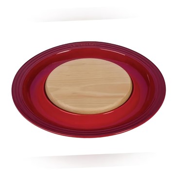 LE CREUSET 起司盤 附木質切盤 櫻桃紅  1個  37.2 x 37.2 x 4.1cm