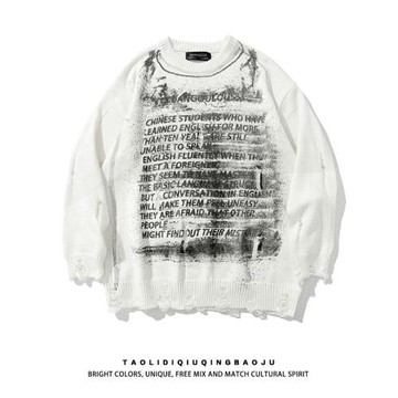 2026年爆款毛衣女秋季外穿寬松套頭慵懶風歐美高街疊穿破洞針織衫