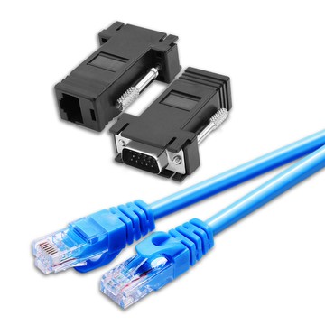Bravo-u Cat6超高速網路線2米/VGA轉RJ45訊號延長器套組