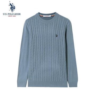 uspoloassn美國馬球協會 秋冬提花針織衫男圓領長袖保暖毛衣男裝