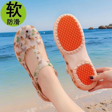 女士防滑洞洞鞋2026新款夏季外穿沙灘鞋厚底媽媽舒適果凍包頭涼鞋