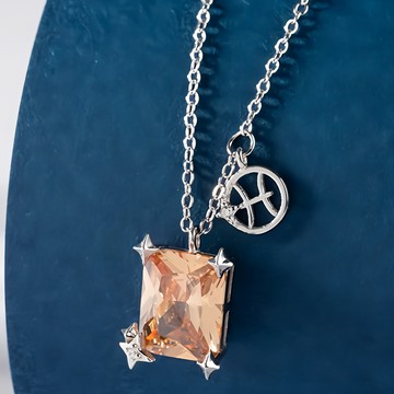 MARIGOLD 美爾朵 925純銀 12星座星辰誕生石項鍊 KMD250 40.5cm  雙魚座 銀色