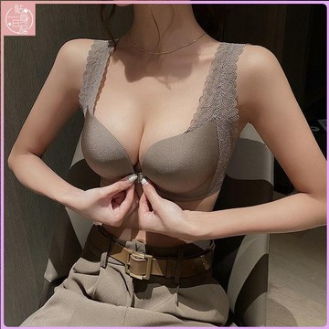 ✨貼身爆款✨前扣無縫集中爆乳內衣女無鋼圈蕾絲露背內衣