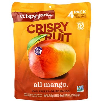 Crispy Green, 水果脆片，全芒果，4 包，每包 0.63 盎司（18 克）