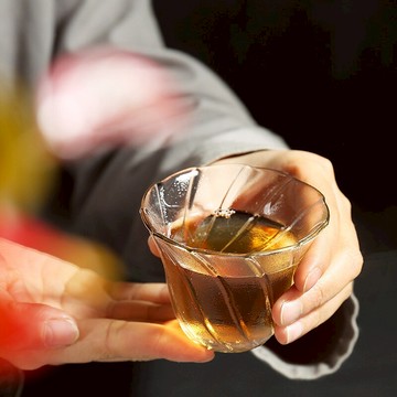 加厚耐熱透明玻璃品茗杯小茶杯帶把杯功夫茶具主人杯耳杯茶碗家用