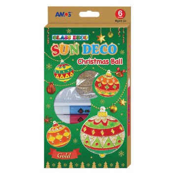 【AMOS 阿摩司】韓國原裝  6色 聖誕 彩球　主題 吊飾 玻璃彩繪 膠 / 組SD10P6-C2