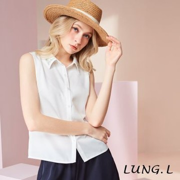 LUNG.L林佳樺 白色刺繡襯衫領背 LD14D