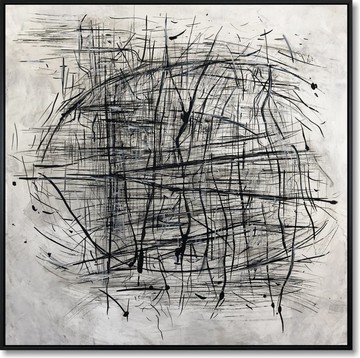 黑白抽象畫灰色藝術品帆布藝術現代畫