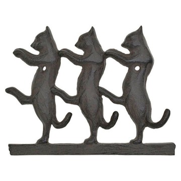 【 HANLIX亨利士】日本設計授權 古銅貓衣帽3鉤(アンティークフック 3ヒキノネコ)居家裝飾 園藝造景 室內景觀設計 藝術掛勾