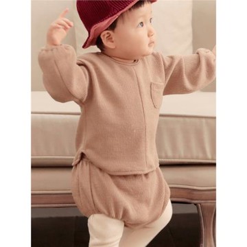 韓版嬰兒春裝男女寶寶爬爬服套裝兒童兩件套長袖哈衣服柔軟ins風