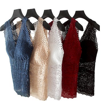v領吊帶小背心抹胸內衣女短款性感蕾絲女生防走光打底美背內搭夏