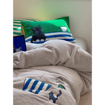 ins小貓超柔保暖兔兔絨冬季珊瑚絨加厚牛奶絨冬款四件套2023新款