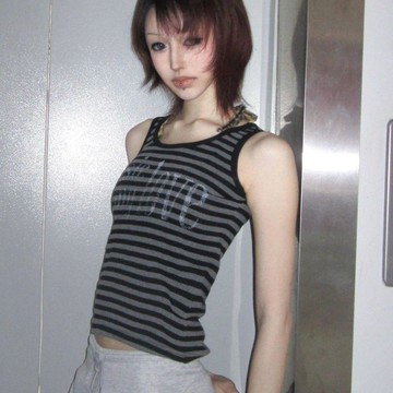 【Y2K千禧風】條紋吊帶背心 女夏外穿 修身短款 古早辣妹 無袖上衣 亞文化 短款背心 辣妹背心 條紋背心 千禧風背心
