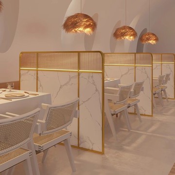 餐廳隔斷墻圍欄鐵藝火鍋店飯店過道矮屏風長虹玻璃隔斷卡座半截墻 h7221