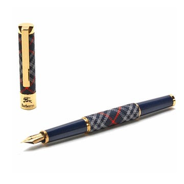 BURBERRY 巴寶莉  經典格紋金飾邊限量鋼筆-藍色