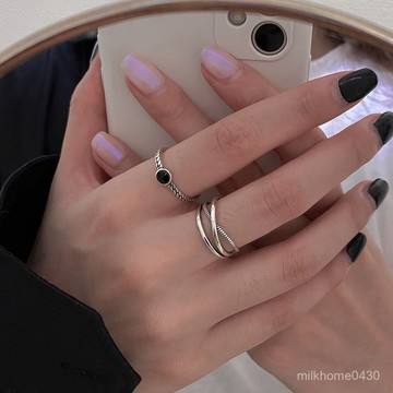 💕限時下殺💕【96%好評率】925純銀戒指女時尚個性ins潮網紅複古小衆設計簡約開口指環食指戒