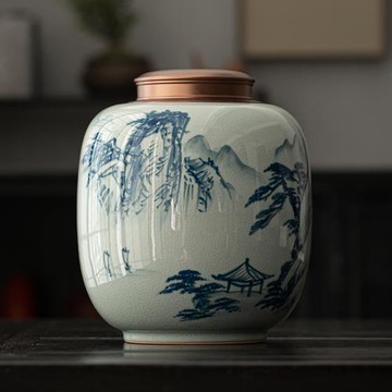 (免運)琛森 手繪茶葉罐密封罐大號2斤裝家用儲存罐精品高檔普洱茶收納罐