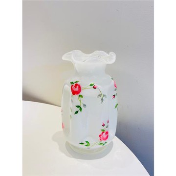 手繪款芬頓花瓶手工吹制玻璃fenton風格花器白紫藍粉奶油色尤馬馬