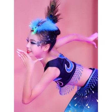 孔雀羽毛頭飾女舞臺表演演出夸張 超仙 兒童小鳥立翹起來頭飾發夾