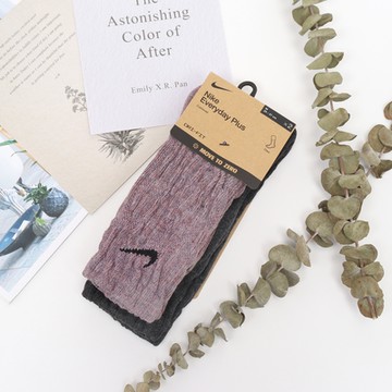 Nike 襪子 Everyday Plus Cushioned 男女款 黑 紫 厚底 長襪 小勾 中筒襪 兩雙入 DQ6448-904