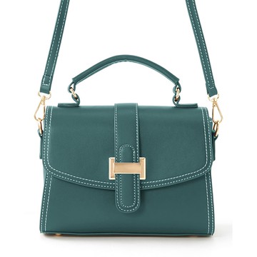 日本 GRL - 2way大方金屬釦仿皮側背包/手提包-藍綠