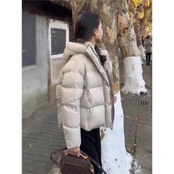 爆款龜背泡芙小個子白鴨絨羽絨服女冬季新款超好看連帽加厚面包服