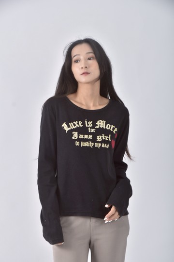 加購優惠(M) a d質感棉質純棉黑色長袖上衣