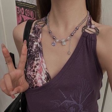 【台灣公司 可打統編】免運 彩色串珠小熊愛心項鏈女甜酷個性鎖骨鏈choker輕奢小眾設計頸鏈潮 可開發票 全館五折 工廠現貨直銷 新品特價 z9211