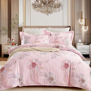 Lily Royal 皇家百合 80支天絲兩用被床包組 A0800105C014  兩用被 + 床包 + 枕套 2個  King Size  富貴粉