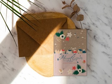 雪花雪花【CM22019】洛可可草莓聖誕卡片 明信片含信封