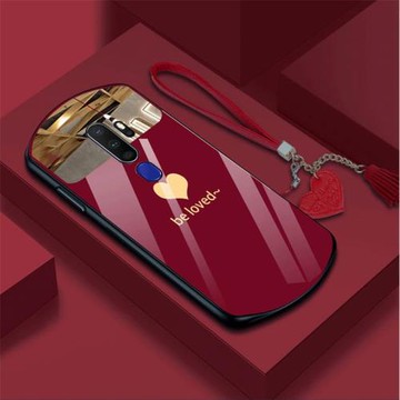 oppoa11x手機殼A11網紅簡約女款鏡面愛心玻璃硬殼a9x創意個性潮牌弧形外殼OPPOa9新款潮牌超薄全包防摔保護套