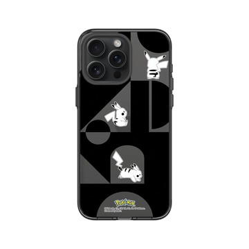 iPhone 15 Pro Max Clear 酷墨灰 - 寶可夢 Pokemon - 皮卡丘與積木-黑白版