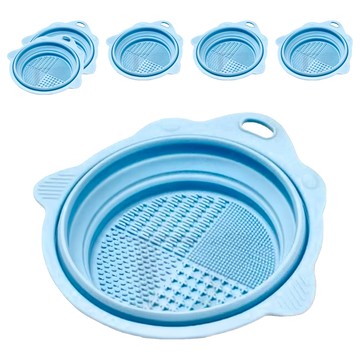 化妝刷清潔摺疊碗 優質食品級矽膠 14.2x14.5x2cm  淺藍色  6個