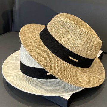 法式復古爵士禮帽子女2025新款夏季百搭防曬遮陽帽巴拿馬平頂草帽