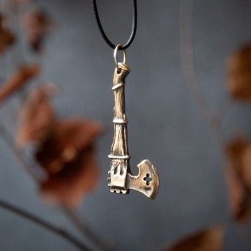 維京斧形狀的青銅吊墜。 戰士斧頭項鏈, 凱爾特結, 珠寶, 戰斧