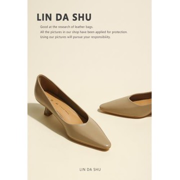 【林大叔】絕美小高跟鞋女尖頭羊皮單鞋中跟細跟法式不累腳小跟鞋